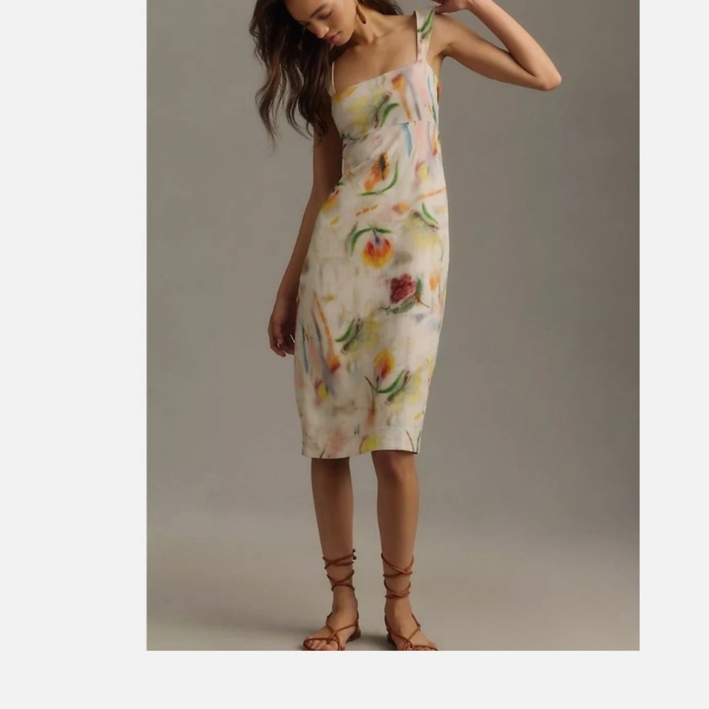 Anthropologie square neck linen dress